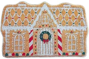 Gwtdtoad Weihnachten Fußmatte Lebkuchenhaus Weihnachts Willkommensmatte Kaschmirimitat Weihnachtsteppich Weihnachts Deko Bodenmatte Für Drinnen Und Draußen 60x40x1cm