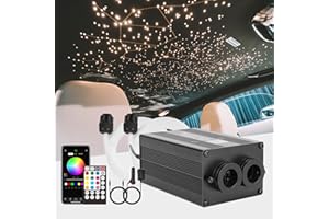 CHINLY Bluetooth 12W RGBW Twinkle LED Fiber Optic Star Plafonniers Kit APP/Télécommande 148pcs * (0,75 + 1,0 + 1,5 mm) * 3 m pour Maison/Voiture
