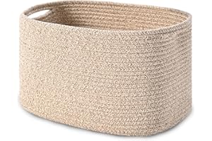 HOMHOLDON Cestini in Corda di Cotone 1 Pezzi Cestini Portaoggetti Intrecciati,Cestini da Scaffale,Cestini per Asciugamani per Bagno,Cestini per Giocattoli Cestino per Asilo Nido(Nero Marrone)