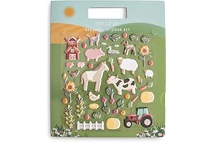 Mushie Ensemble de Livres d'Autocollants Réutilisables (Animaux de la Ferme) | Stickers en Mousse Amovibles | Activité Artistique et Artisanale pour Enfants