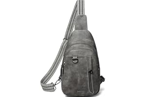 LATMAP Bolso Bandolera Mujer, Mujer Bolsa de Pecho Mochila Antirrobo Sling Bolsa Elegante PU Cuero Mochila Pecho Pequeña Mujer para Viaje Senderismo,Gris