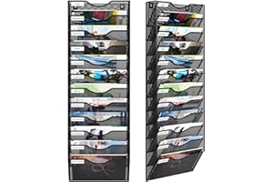 PAG-Mass 12-Tier Wall Magazine File Organizer Hanging,A4 Wall Mounted Document Holder Paper Storage Organiser For Office Home School,Black