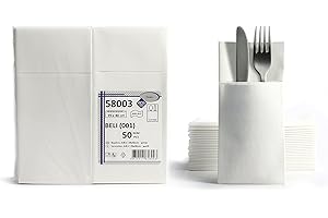 AROBA 100 Airlaid Besteckservietten Stoffähnlich | fertig gefaltete Servietten mit Schlitz | 40x40 cm 1/8 Falz Bestecktasche Hochwertig Hochzeit Geburtstag Hotel Catering Premium QUALITÄT Weiß