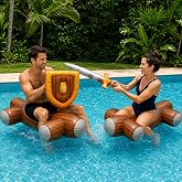 LONEEDY Inflatable Pool Floats Set of 4, Viking Warrior with Sword and Shield, Summer Battle Raft Toys, Perfect for Pool Part