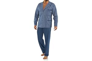 sesto senso Elegancka męska piżama długa z guzikami, 100% bawełna, piżama z listwą guzikową