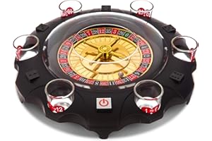 FiNeWaY Roulette électrique pour boire avec plateau tournant - Jeu de 6 jeux en verre - Casino pour adulte - Pour Noël, Nouvel An
