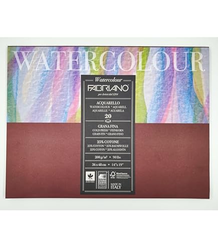 Blocco Carta Acquerello Fabriano Studio 9x12 Pollici - Hot Press 140 Lb, 12 Fogli - 7