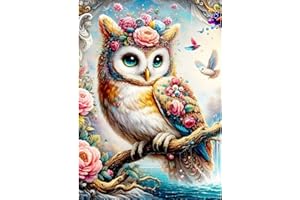 QQYRHN 5D Fantasie Eule Diamond Painting Kit für Erwachsene Anfänger Bunte Blumen Diamant Kunst Kits Vollständiges DIY Vogel Diamantstickerei-Set Perfekt zur Entspannung und Dekor 30x40 cm