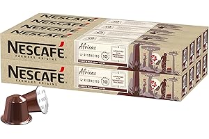 NESCAFE FARMERS ORIGINS NESCAFÉ Farmers Origins Africas Ristretto Cápsulas de Café 8 x 10 Unidades - Aprobado para Máquinas Nespresso