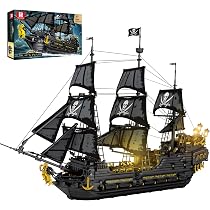 Reobrix 66036 Black Pearl Pirate Ship Model Kit for Adults, Large