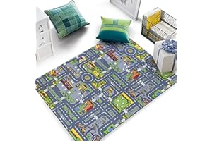 Ninnyi 80 * 120CM Toy Car Mats for the Floor, New Upgrade Car Rug, Non-slip and Washable Road Play Mat for Playroom Classroom Bedroom