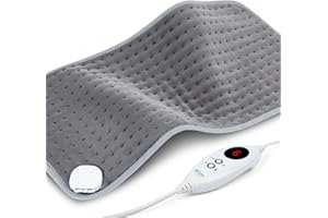 Alljoy, cuscino riscaldante elettrico con spegnimento automatico, 6 livelli di riscaldamento, cuscino termico per schiena, collo, spalle, crampi 60 x 30 cm