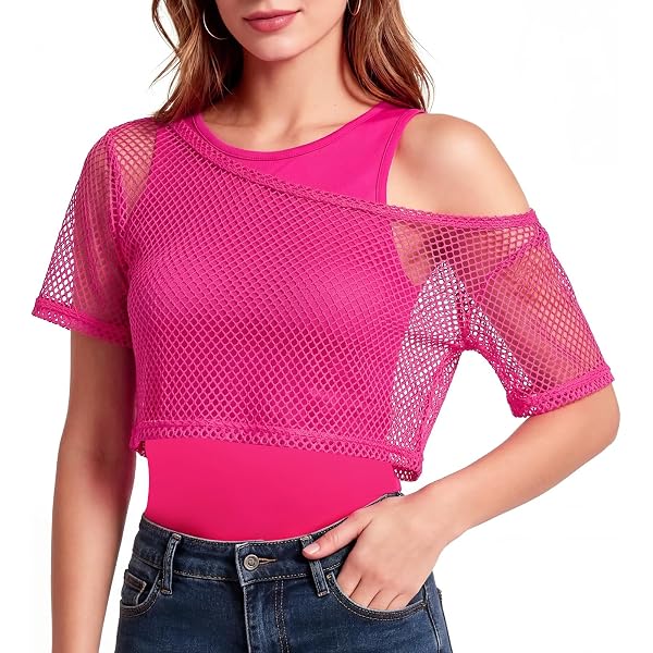 Tenue Années 80/90 Pour Femme POPAPIE - Haut Résille Vert, Bandeau, Gants, Collier, Boucles D'oreilles Fluo Look Rétro Soirée Déguisement
