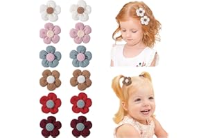 ‎DOOBOI 12 Stück Baby Haarspangen 1,77 Zoll Baby Blumen Haarspange Niedliche Rutschfeste Haar Snap Barrettes Dicke Dünne Haarschmuck Kinder Mädchen Blumen für Kleinkind Kinder Mädchen Neutrale Farbe