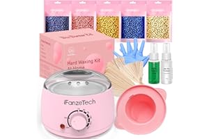 Calentadores de Cera Maquina de Cera Caliente - IFANZETECH Cera Caliente Depilacion Calentador de Cera 500 g y 30 Palos Aplicadores para Depilación en Casa