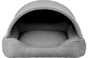 Bjird Hundebett & Hundehütte in einem - Hundehaus mit Dach für kleine und mittelgroße Hunde - Hundehöhle - Hundebox - Hundesofa - Bezug abnehmbar & waschbar - stabiles Hundekorb - 60x 47 cm