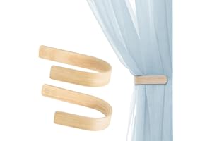 TOROS STORE Wood Curtain Holdbacks - Set of 2 Modern Farmhouse Holdback for Drapes, Hooks for Walls, Curtains Tiebacks Wall Mount, Wooden Curtain Pullbacks Hook, Drapery Holders, Home Decor