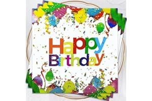 WENTSENT Happy Birthday Napkins for Kids, 40Pcs Colourful Kids Party Disposable Napkins, Women Happy Birthday Serviettes,Tableware Paper Napkins for Boy Girl