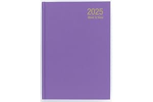 IMPRINT PRESS Imprint 2025 Premium Quality A4 Week to View Diary, Hardback Desk Diary with Ribbon Marker, Planner Organiser Diary (PURPLE)