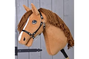 LarDen Hobby Horse Wendy mit schwarzem Halfter - Größe M, HANDGEFERTIGTES Stockpferd Für Kleine, Große Kinder mit Zubehör | Spielpferd, Pferd Zum Reiten Spielzeug, Hobby Horsing
