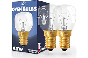 Coselena 40W Pygmy Oven Bulb – Pack of 2 SES E14 Small Edison Screw – Warm White Incandescent Oven Light Bulb – Heat Resistant Halogen Bulbs