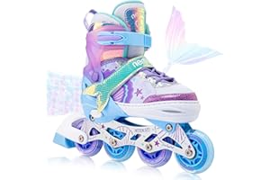 NEMONE Sirena Pattini in Linea Bambina Regolabili 8 Ruote Pattini in Linea per Bambino Bambini Regalo,Indoor Principianti Inliner Outdoor