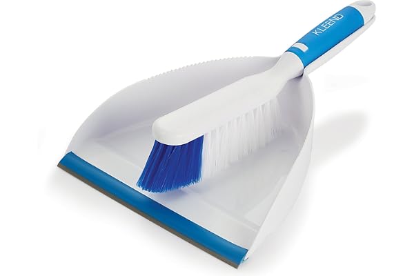 Kleeno by Cello Dust Pan with Brush 2pcs Set, Blue and White Multipurpose Dusting Cleaning Set Portable & Easy to Store for Home, Kitchen & Office