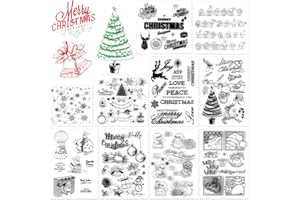 DPKOW 170pcs Noël Tampons Transparents Silicone Tampons pour Carterie, Chapeau de Noël Sapin Boule Manchot Flocon de Neige Tampons Bricolage Scrapbooking Noël Artisanat pour Album Photo Papier Déco