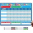 TMS Reward Chart for Children | Magnetic Star Chart for Recognising and Inspiring Good Behaviour in Toddlers and Kids, Boys and Girls | Includes 4 Magnetic Coloured Dry Wipe Pens (Blue)