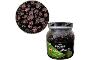 TROBST Svarta oliver 900 g jumbo med ekologisk sten, gemlik oliv, inlagd i saltlake, äkta bordoliv, naturligt mogen och fermenterad, aromatisk