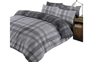 Dreamscene Boston – Set di Copripiumino, Grigio – per Letto Singolo, 100% Cotone Pettinato, Colore Carbone e Argento, 2 pezzi