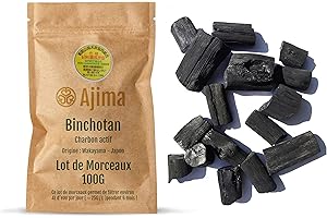 Ajima Binchotan 100G Morceaux - Purificateur d'eau Végétal Naturel - Charbon Actif Bio pour Eau - Bois de Chêne Vert Japonais de Wakayama Certifié - Idéal pour Filtrer l'eau en Carafe
