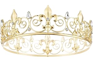 BABEYOND Coucoland Men's Crown Crystal Full Round King Crown Men's Tiara Rhinestone Royal Crown Costume Accessories for Brithday Prom Party Costume Party