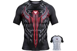 Mytra Fusion MMA Rash Guard Couche de Base Compression BJJ Rashguard Hommes Rash Guard à séchage Rapide pour MMA, Gym, Entraînement et Course à Pied