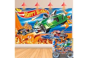 WANGRJ Racing Happy Birthday Backdrop Cartoon Car Birthday Party Photography Background Kids Boys Birthday Race Car Themed Baby Shower Decorations Supplies 5x3FT