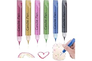 Ronoza® Wachsstifte für Kerzen 6x10 ml, Candle Pen, Kerzen Bemalen Set, Taufkerze Selber Machen, Kerzen Selber Machen Set, Kerzenstifte zum Verzieren & Bemalen von Kerzen, Flash Gold Powder