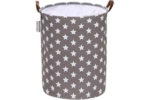 Sea Team Star Pattern kosz na pranie, płótno, składany, z uchwytami ze skóry PU i zamknięciem na sznurek, 30 x 40 cm, wodoszczelny wewnątrz