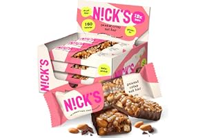 N!CK'S Nut bar Jordnötter Choklad, Peanut crisp, Multipack 12x40g | Veganskt, Keto Snack, 5,9 Nettokolhydrater, 160 Kalorier, Utan Tillsatt Socker Glutenfria