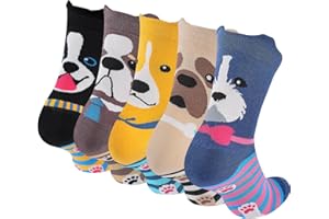 Niorasen Śmieszne Skarpetki Damskie 5 Par, Kolorowe Bawełniane Skarpetki z Motywami Zwierząt, Jedzenia i Świąt, Miękkie i Oddychające na Prezent