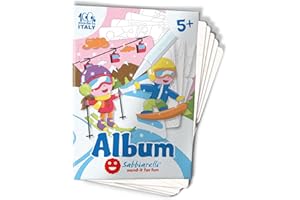 Sabbiarelli Sand-it For Fun - Album Jeux dans la Neige : 5 Feuilles Adhésives A5 pour Sand Art avec 7 Dessins à Colorier avec du Sable Coloré (NON INCLUS) - Loisirs Créatifs de Noël Enfants 5+