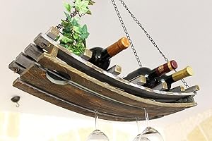 DanDiBo Regał na wino 5089 regał sufitowy z drewna, 65 cm, regał wiszący, uchwyt na butelki, regał na butelki z uchwytem na szkło, sufit