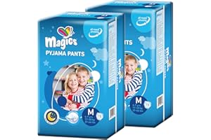 Magics Pyjama Pants - 30x Nachthöschen Für Jungen 8-15 Jahre - Größe M (17-30 kg) - 30 Saugfähige Nachtwindeln Teen bei Bettnässen, 2 Packungen mit 15 Stück