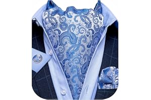 DiBanGu Mens Cravat Self Tie Jacquard Woven Paisley Ascot Tie and Pocket Square Cufflinks Set Formal Casual