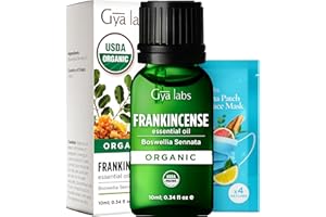 Gya Labs Organic Frankincense Essential Oil for Skin - 100% Pure and Natural Organic Frankincense Oil for Face, Body Comfort & Diffuser, Aromatherapy Oils for Calming & Relaxing (10ml)