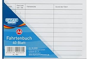 TIRRITO 5 Fahrtenbücher DIN A6 Stylex Fahrtenbuch 40 Blatt