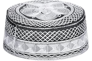 IBLUELOVER Bonnet Musulman Chapeau Islamique Homme Broderie Bonnet de Prière Chapeau Namaz Kufi Coton Casquette Calotte Traditionnel Arabe Chapeau Rond pour Eid Ramadan Prier Eid Cadeau Chapeau d'été