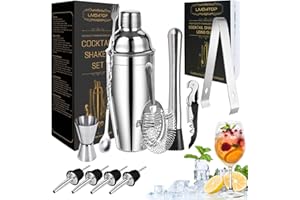 LIVEHITOP Cocktail Shaker Kit, 12 Pezzi Kit Cocktail con 750 ML Shaker Cocktail Kit Professionale per Cocktail Shaker per Bar, Feste, Casa