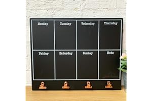 Darthome Ltd Wall Mounted Weekly Meal Menu Planner Memo Notes Message Chalkboard Copper Clips