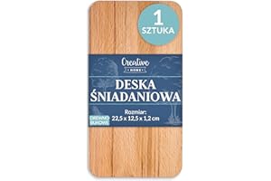 ‎CREATIVE HOME Creative Home Prostokątna Deska do Krojenia | 22,5x12,5x1,2 cm | do Serwowania Śniadań, Serów, Wędlin, Przekąsek | Naturalne Drewno Bukowe Olejowane | Idealna do Każdego Domu i Kuchni