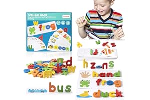 CARASTEK Buchstaben Lernspiel ABC Brief Karten Vorschule Lernspielzeug Früherziehung Wörter Spielzeug für Kinder